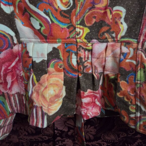 Oilily Brown Orange Floral Tie Front Jacket Woman's Large 42 - Picture 6 of 8